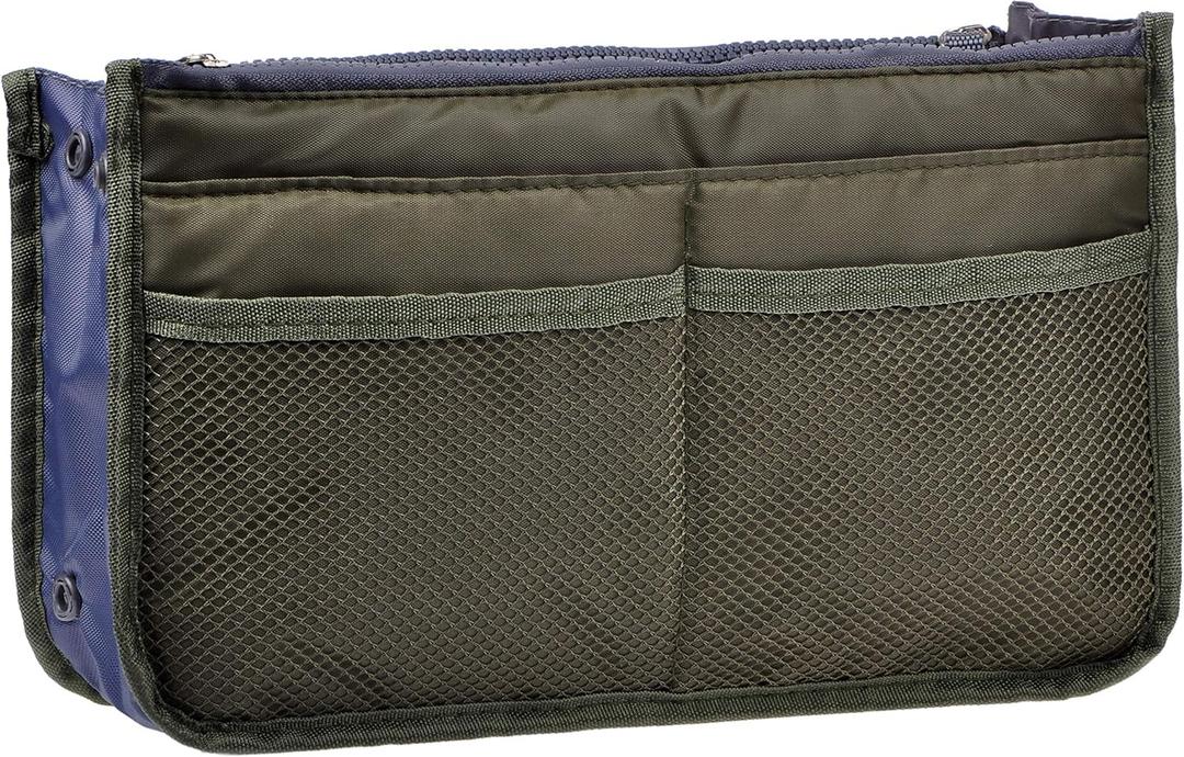 Vercord Purse Organizer Insert for Handbags Bag Organizers Inside Tote Pocketbook Women Nurse Nylon 13 Pockets Army Green Large