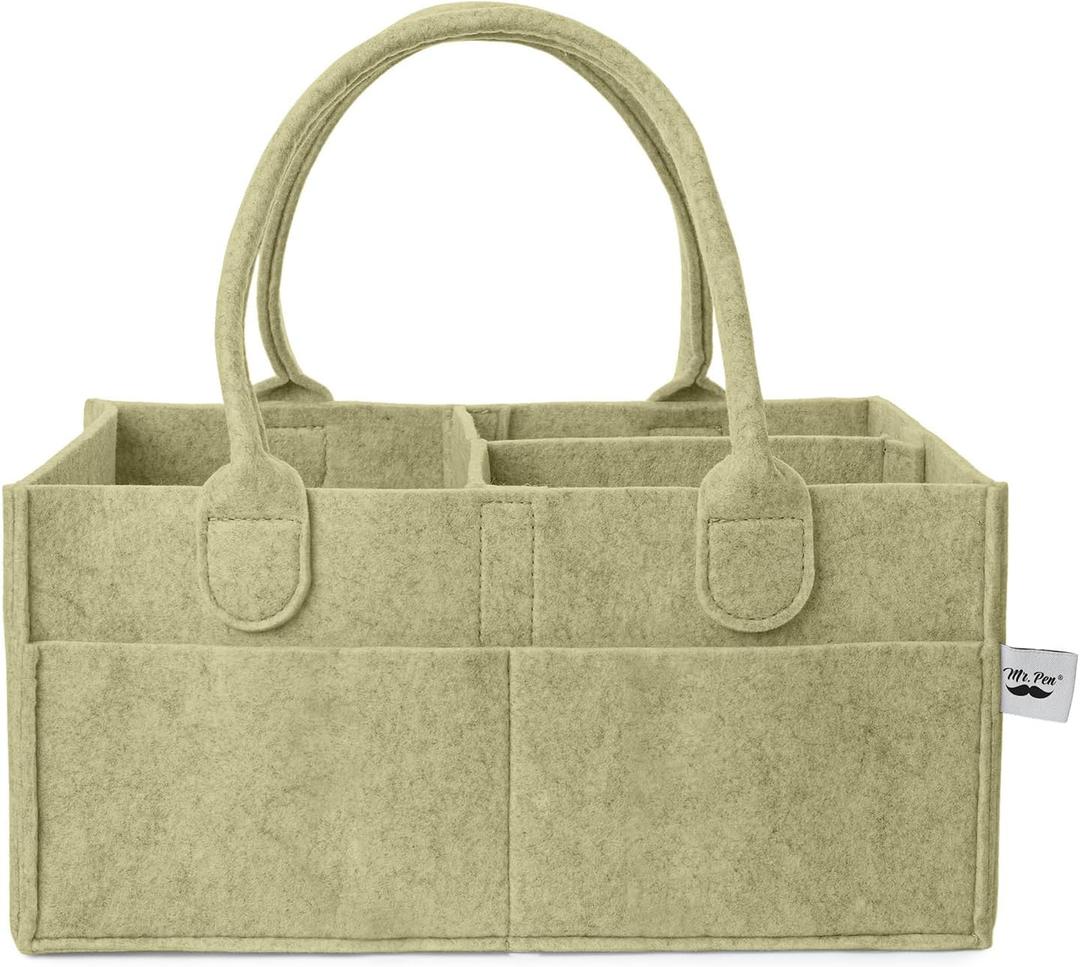 Mr. Pen- Baby Diaper Caddy Organizer, Olive Calm, Baby Caddy Organizer with Handle, Compact Size, Collapsible & Portable (1 Pack, Regular)