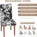 Stretch Dining Chair Covers Set of 6,Floral Print Chair Covers,Soft Removable Washable,Pet Friendly Furniture Protector,Universal Chair Slipcovers for Home, Kitchen,Ceremony Dining Room Seat (Black Base White Rose)