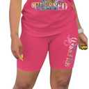 PINSV Women's 2 Piece Outfits Summer Printing Bodycon Short Pants Workout Sets XL
