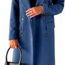 IDEALSANXUN Womens Long Wool Coat Double Breasted Trench Coat Fall Winter Clothes (Small, Navy)