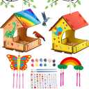 THWAS-LIGHT Wooden Arts and Crafts for Kids - 2 Pack Bird Feeder Wind Chime DIY Kids Crafts - Build and Paint Educational Fun Art Activities Gifts Outside Toys for Boys Girls Ages 3-5 8-12 6-8