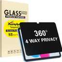 360 4 Way Privacy Screen Protector for iPad A16 11th/ 10th Generation (11/10.9 Inch 2025/2022), 360 Degree Anti-Spy Tempered Glass Film, Case Friendly, Apple Pencil Support