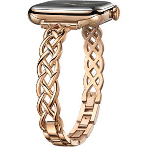 Slim Bracelet Compatible with Apple Watch Bands 38/40/41/42/44/45/46/49mm for Women, Celtic Thin Dressy Stainless Steel Metal Designer Fancy Strap for iWatch Series 11 10 9 8 7 6 5 4 3 SE Ultra