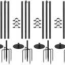 Newhouse Lighting NHSLP-4P String Light Pole Set of 4 | 9-ft.-8-in. Outdoor String Light Poles for Deck, Garden, Patio, or Backyard Decor | Outdoor Light Poles for String Lights and Patio Decorations (Black)