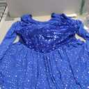 AFAVOM Sequin Figure Skating Dress for Women Long Sleeve Shiny Mesh Rhinestone Ice Skating Dress Ballet Lyrical Dancewear (Large, Royal Blue)