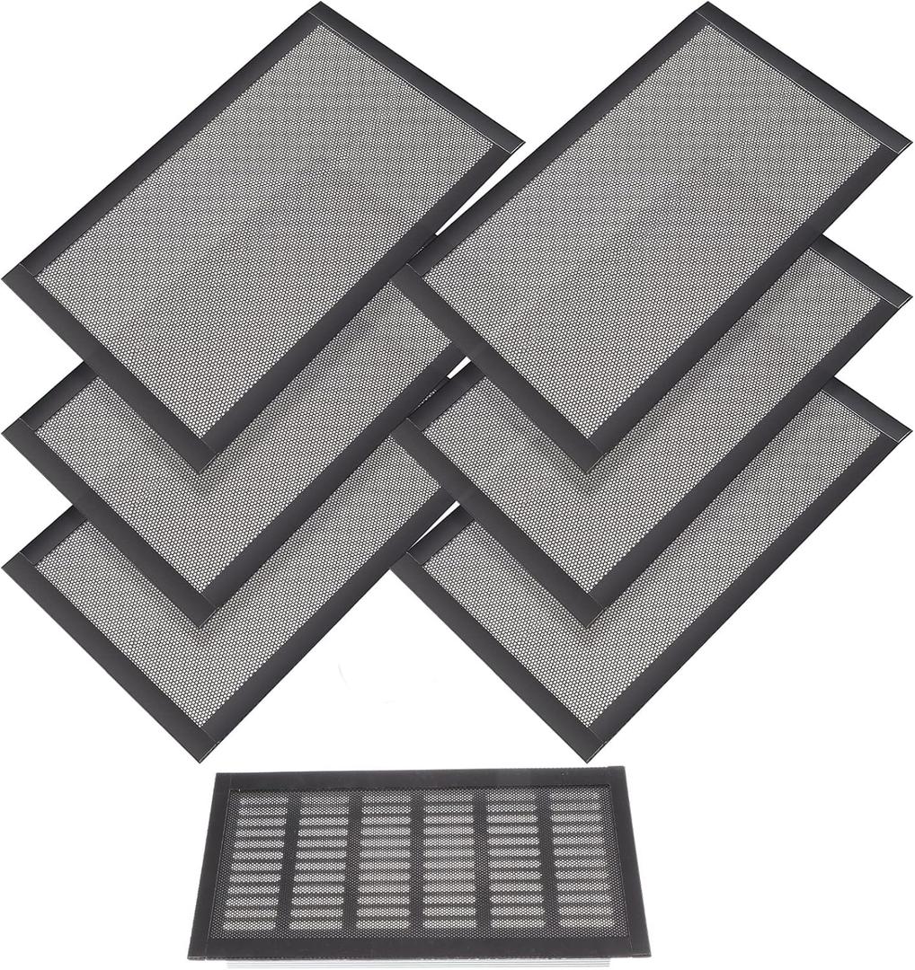 Floor Vent Covers Rectangle Air Vent Screen Cover Magnetic PVC Vent Mesh Floor Register Cover Plastic Vent Screen for Wall Ceiling Floor Catch Debris Hair Insect (Black, 8 x 14 Inch)