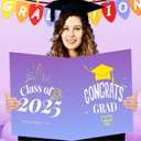 Graduation Guest Book 2025 Purple, Large Graduation Card, Jumbo Class of 2025 Party Congrats Grad Card with Envelope, Oversize 19.7 x 12.6 inch Giant Grad Guest Book for High School College Party Decorations