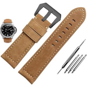 Vintage Leather Watch Bands for Men - Top Grain Leather Compatible with Panerai Watch Band - 20mm, 22mm, 24mm, 26mm