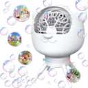 Upgraded Bubble Machine for Kids & Parties  500ML, 38,000+ Bubbles/Min, 90/180 Auto-Rotation, 2-Speed Rechargeable Bubble Maker, Portable Bubble Blower for Indoor Outdoor Birthday Wedding (White)