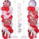 Skylety 2 Sets Balloon Column Stand Kit Balloon Tower Stand with Bases for Birthday Wedding Anniversary Graduation Party Baby Shower Decorations Supplies(Christmas,Red White Pink)
