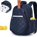 Pickleball Bag, Quilted Pickleball Backpack with Shoe Compartment & Waterproof Pocket, Pickle Ball Paddle Bag Fits 2 to 4 Paddles for Women and Men (Blue)