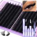 Lash Clusters Kit 14-20MM Long Eyelash Extension Kit 192Pcs Thick Volume DIY Lash Extensions Kit Soft Cluster Lashes D-Curly Individual Lashes Kit 120D+150D Mink Cluster Eyelash Extensions Kit