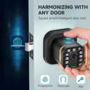 Richelock Fingerprint Door knob, Smart Biometric Door Lock with Keypad, Keyless Entry Code Door Knob, Waterproof & Weatherproof , Auto Lock ,Voice Navigation, For Bedroom, Gate,Office -Matte Black