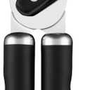 Zulay Kitchen Heavy Duty Stainless Steel Can Opener Manual with Bottle Opener - Rust Proof Manual Can Opener With Turn Knob & Comfy Soft Grip Handles - Black