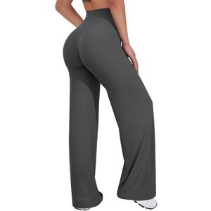 VOYJOY Straight Leggings Bottoms Wide Leg Pants for Women 29"/ 31.5"/33"/35" High Waist Stretch Casual Sweatpants (X-Small, Dark Gray)