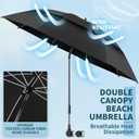 2 Pack 48.6" Double Canopy Umbrella with Clamp, UPF50+ Beach Chair Umbrella with Clip, 360Adjustable Portable Outdoor Wheelchair, Patio, Golf Carts,CampingBlack