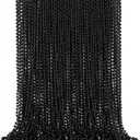50PCS Bead Necklace, Black Mardi Gras Bead Necklace Party Favors, 33" Metallic Halloween Round Beaded Bulk, Festival Parade Throw Accessories for Mardi Gras Carnival Halloween Party Supplies Decor
