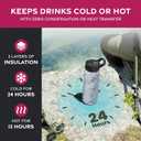 FineDine Triple Walled, Insulated Water Bottles with Straw - 25 Oz Stainless Steel Metal Bottle W/ 3 Leak Proof Lids - For Travel, School, Sports, Gym/Men, Women & Kids - Fresh White Marble