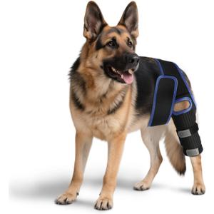 RUXAN Dog Knee Brace for Torn Acl, Dog Leg Braces for Back Leg, Knee Brace for Arthritis Pain and Support, Dogs Rear Leg Wrap Harness Set for Leg Wound Care and Lick Prevention-S