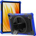 for Fire HD 10 & HD 10 Plus Tablet Case 13th Generation with 360 Rotating Kickstand Hand Strap, Kids Friendly (Blue-Black)