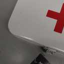 Mind Reader First Aid Box, Emergency Kit, Medical Supply Organizer, Vintage, Buckle Lock, Metal, 9.25"L x 6"W x 3"H, White