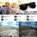 LINVO Trendy Polarized Mirrored Sunglasses Men Womens, Flat One Piece Reflective Shades for Driving Fishing UV400 Protection (Black)