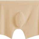 YATEEN Men's Traceless Underwear Ice Silk Boxer Brief, Medium, Khaki