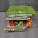 Kids Shopping Cart with Cutting Play Food Set for Kid Kitchen, 2 in 1 Shopping Cart for Kids Grocery Store Pretend Play Kitchen Accessories Sorting Food Bucket Learning Toys Gift for Toddler 3-5 (Brown)