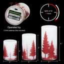 Eldnacele Christmas Flickering Flameless Candles with 6 Hour Timer, Red Christmas Tree Decal Battery Operated Real Wax LED Pillar Candles Home Tabletop Holiday Decor(3Pcs,34/5/6 Inches)