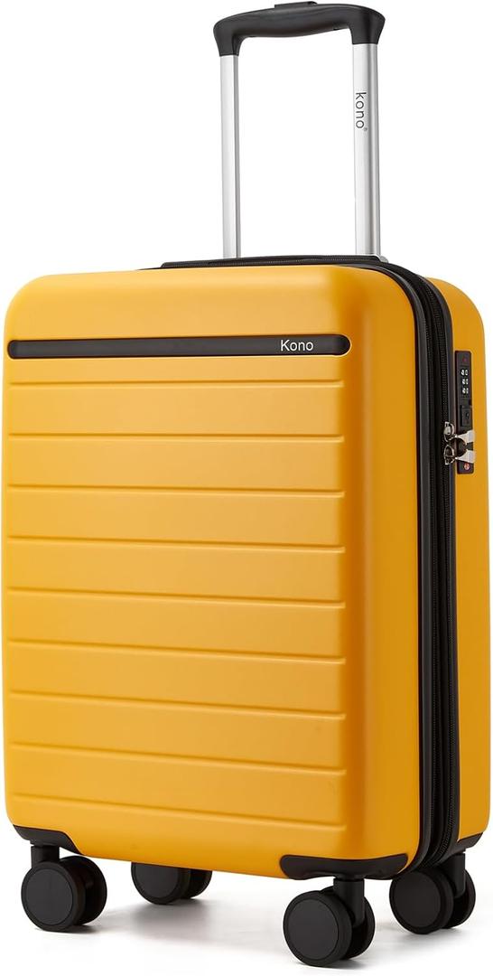 Kono Carry-On Suitcase 20in Expandable ABS+PC Airline Approved Yellow