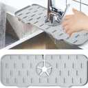 Kitchen Sink Splash Guard - Silicone Faucet Mat for Kitchen Counter Protection, Drip Catcher Tray, Quick-Dry, Durable & Easy to Clean, Fits Most Faucets
