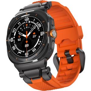 ULTIMAL Watch Band for Samsung Galaxy Watch Ultra 47mm (2025/2024) Compatible with Samsung Watch Strap Bands for Men Sport Bands for Watch Rugged Premium TPU & Metal (Orange+Black)
