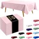 10 Pack Light Pink Disposable Tablecloth, 54108 Inches Waterproof Plastic Rectangle Table Cover, Leakproof & Sturdy Table Cloth for Valentines, Mothers Day, Birthday Party Decoration