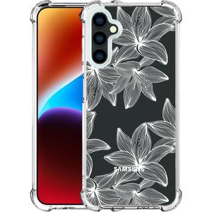 for Samsung Galaxy S24 & S25 Case - Clear Floral White | Cute Transparent Phone Cases for Women with Design, Girls Girly with Heavy Duty Protective Bumper