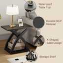 ChooChoo End Side Table, Modern End Table with Storage Shelf, X-Design Side Table Living Room (Black)