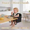 Portable Hook On High Chair for Babies & Toddlers from 6-36 Months,Clip On Baby Seat for Table,Fits Tables 0.8" to 3.5" Thick,Easy Clean Feeding Chair with Carry Bag for Travel,Black