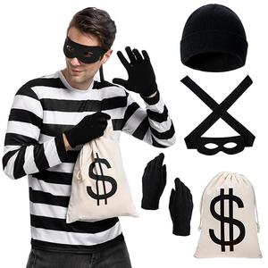 Spooktacular Creations Halloween Robber Costume Men, Unisex Thief T-Shirt Set, Halloween Costumes for Men, M