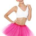 Tutu Costume Accessories, Adult Tutus for Women with Headband Accessories Halloween Party Costume Accessories Set (Pink)
