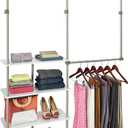 ClosetMaid Maximizer Closet Accessory, Add Adjustable Storage Space, 4 Shelves, Double Hang Rod, Tool Free, Add On Unit, White, 
11.6 x 53 x 74 inches