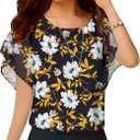 Neineiwu Women's Summer Loose Casual Short Sleeve Chiffon Top T-Shirt Blouse Medium