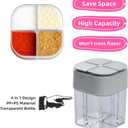 4 Pack 4 in 1 Salt and Pepper Shaker Travel Spice Container Camping Seasoning Shaker RV Condiment Jars with Lid Camping Spice Kit for Home Restaurant Travel RV Cooking BBQ