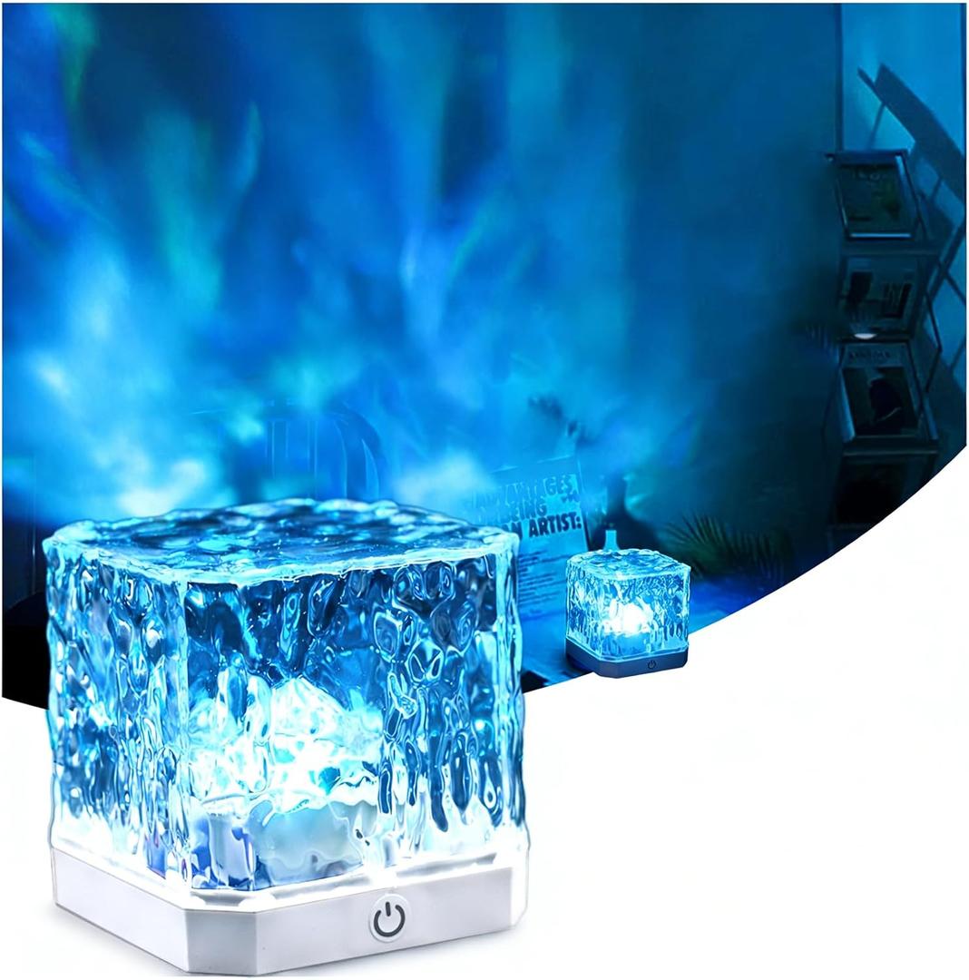 Ocean Lamp, 16 Colors Adjustable Northern Lights Projector, Mute Northern Lights Lamp, Aurora Light Projector with Remote for Bedroom Living Bath Bar