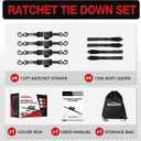 Retractable Ratchet Straps with Soft Loops (4 Pack)-(1,500lb Break Strength)-1 Inch x 12 Feet Heavy Duty Auto Self Retracting Tie Down Strap for Truck, Cargo Trailer, Motorcycle, Rad & More
