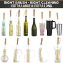 ALINK Extra Large Long Bottle Brush Set - 16" / 15" Long Bamboo Handle Bottle Cleaner for Narrow Neck Beer Wine Bottles, Decanter, Tumblers, Thermos, Jugs with Straw Brush, Kettle Spout/Lid Brush