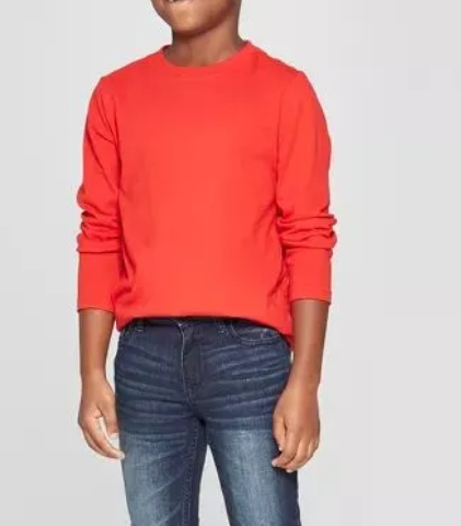 Cat & Jack Toasted Orange Pocket Long Sleeve Tee XS 4/5 