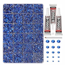 33000Pcs Rhinestones for Bedazzling, 3mm Bedazzler Kit with Flatback Rhinestones for Clothes Crafting Crafts Nails Clothing, Flat Back Resin Colored Crystal with B 7000 Glue Clear (Blue, Large Pack + 3pcs Glue)