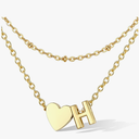 Bestyle Initial Necklaces for Women, Tiny Letter Heart Layered Necklace Dainty Gold/Silver A-Z Pendant Stainless Steel Necklace Personalized Monogram Birthday Jewelry Gifts