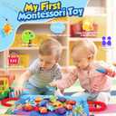 ZOOI Toddler Montessori Toys for 1-3 Year Old, 24PCS Cloth Fishing Game with Stacking Cups for Hand-Brain Coordination, Sensory Baby Toys 6-12 Months, 1-3 Year Old Girl Boy Birthday Gifts