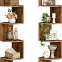 HOOBRO Corner Shelf Wall-Mounted, Set of 2 Floating Corner Shelves for Wall, 4-Tier Corner Bookshelves for Living Room, Bedroom, Bathroom, Home Office, Rustic Brown BF25BJP201 (41.3 Inches)